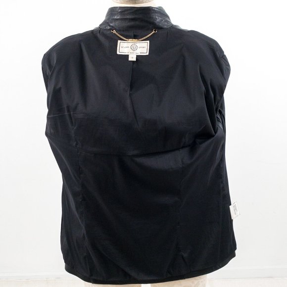St. John S/M Leather Blazer Jacket Black Vintage - Picture 9 of 12